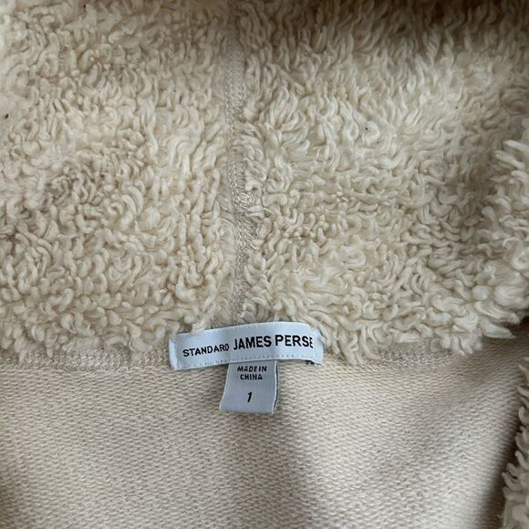 James Perse Cream Cropped Hooded Zip Up Sweatshirt Size Small - Picture 5 of 11